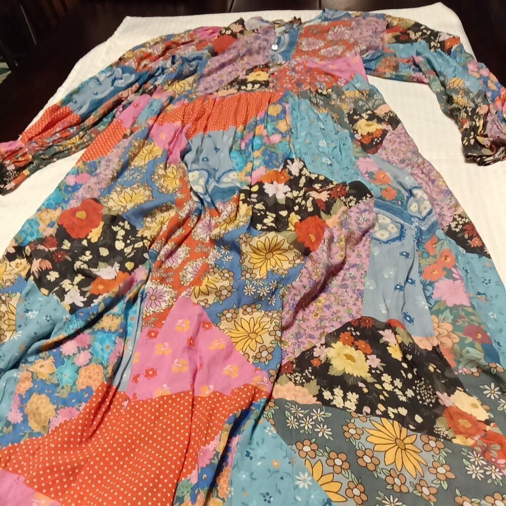 Free People Women's Long Sleeve Cha Cha Floral Print Midi Dress Size XS Boho - Picture 2 of 7